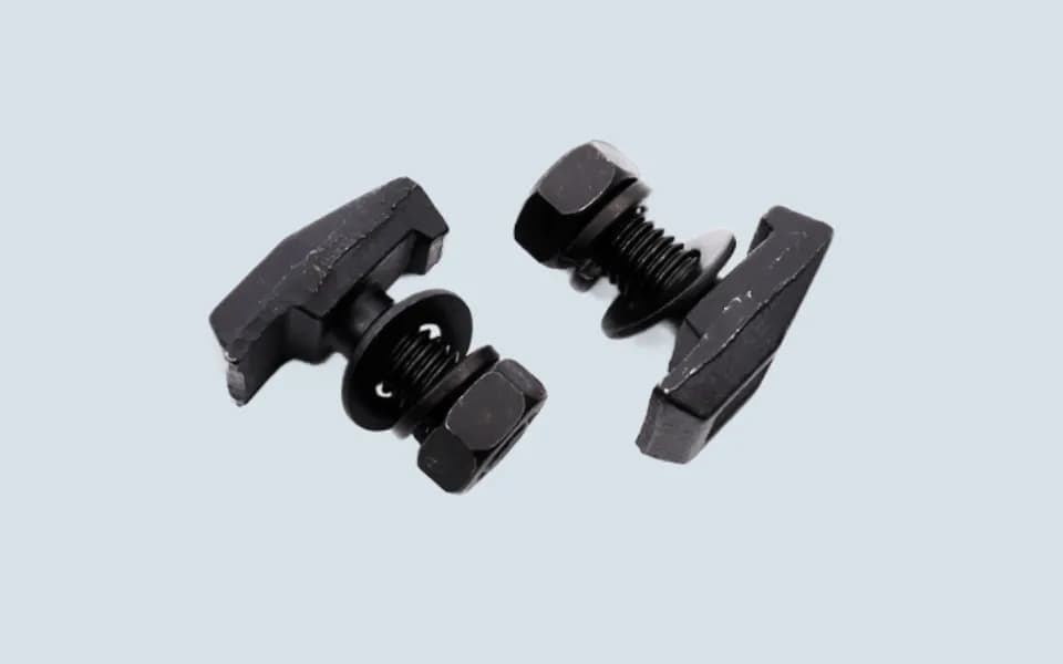 Back view of an elevator guide rail clip